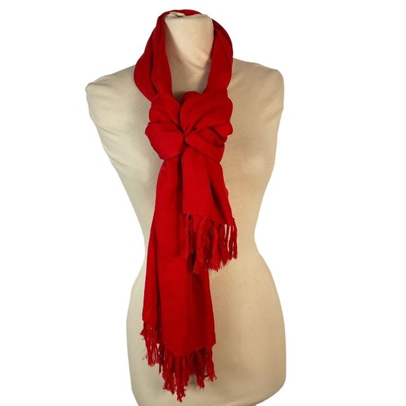 Bali Collection Long Scarf with fringe Red Scarf Shall Sarong wrap 64 in. - Picture 1 of 13